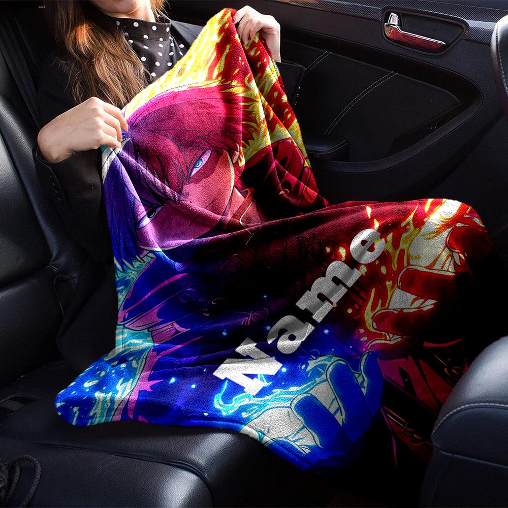 Custom Name My Hero Academia Theme Printed Blanket - Perfect for Couch, Bed, Travel & Outdoor Use | Machine Washable, Cozy & Durable.