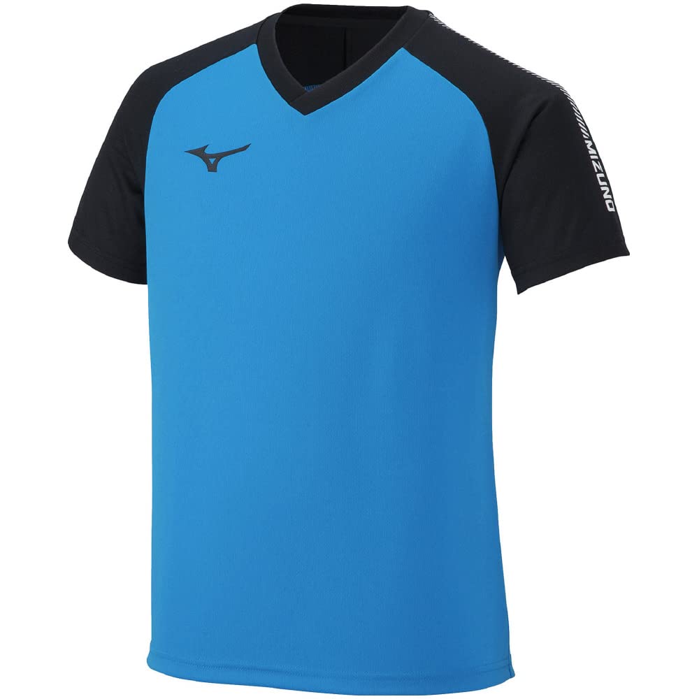 Mizuno Training Wear Diva Blue x Size 140 T-Shirt, Moisture-Wicking, Quick-Drying, UPF15, Junior, 32JA2430, Black,