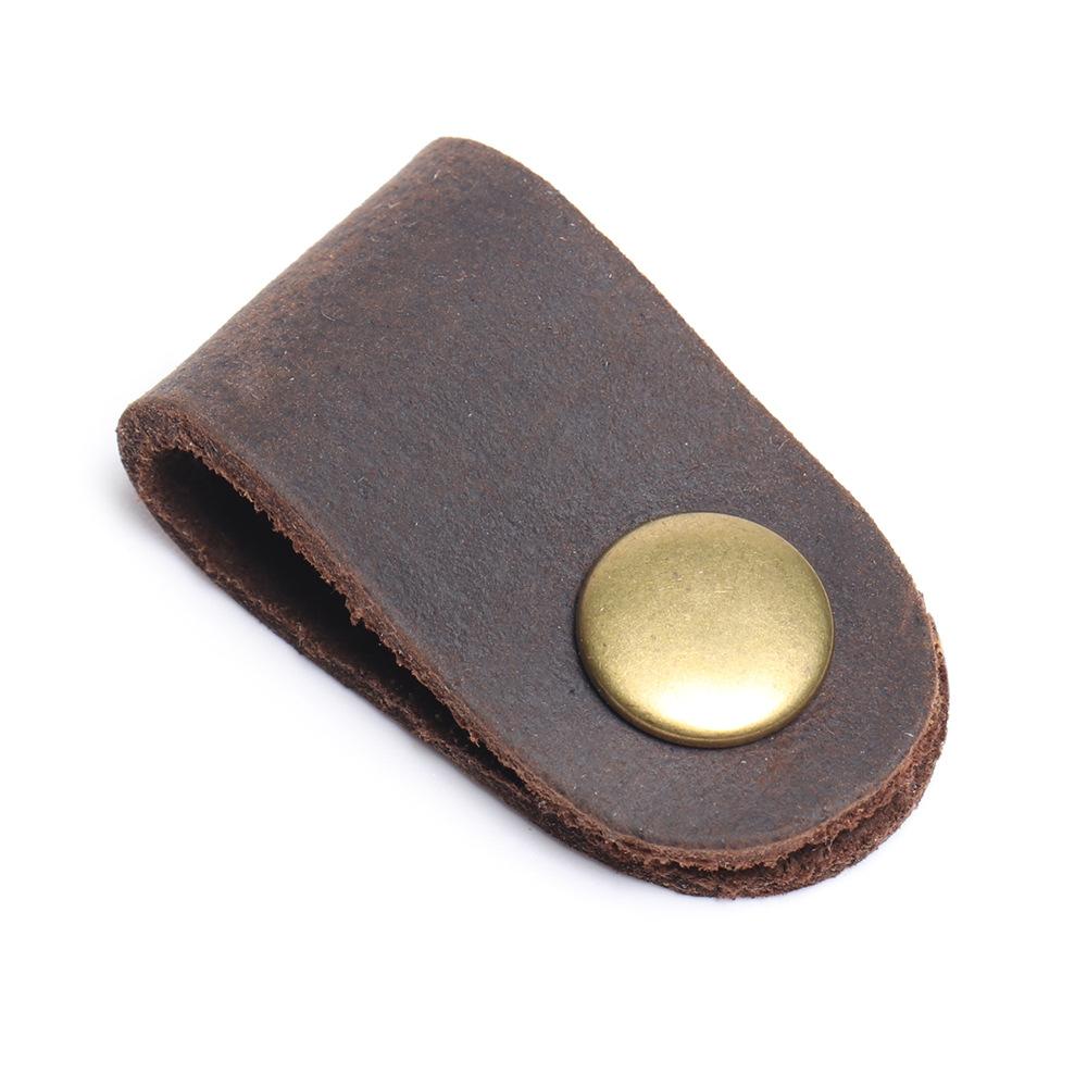 Практичный кожаный хаб для кабелей передачи данных Пряжка для хранения кабеля от наушников из коровьей кожи Устройство для намотки из кожи Crazy Horse