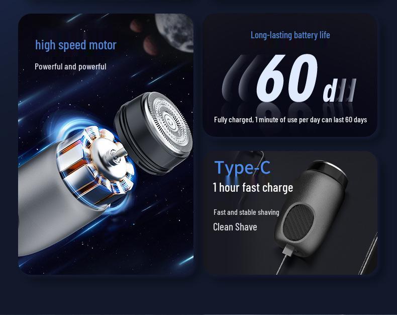 Mini Portable Electric Shaver for Men - Steel Beard & Hair Removal