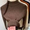 Fashion Women Knitted Bottoming Turtleneck Sweater Autumn Winter Long Sleeve Half High Collar Casual Simple Pullover Shirt Slim Fit Basic Thin Top
