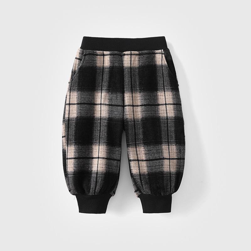 

Brand Children s Fleece-Lined Jogger Pants for Boys - Warm, Thick, Plaid, Versatile 100