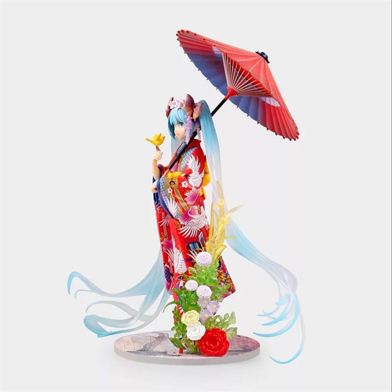 Statuietă Anime 20 cm Hatsune Miku kimono Miku scară 1/8 pictată Kimono Figuras PVC Figurină de Acțiune Model Jucării