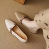 French lightweight single shoes spring pointed head color matching soft sole light mouth ins low heel small leather shoes