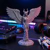 White Horned Angel 3D Print Statue Hand Carved Wings Art Piece for Home Office Thanksgiving Gift