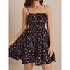 European American Summer New Fashion off-Neck Open Back Floral Strap Silm Small Ruffles Dress Dress