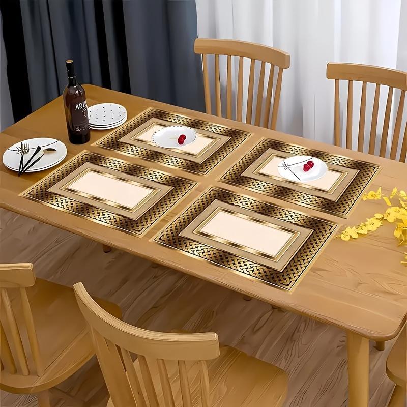 Set da 2/4/6/8 pezzi • Tovagliette Artistiche Boho Chic Vintage • Lussuoso Design Astratto Dorato • Adatto per Feste e Cucina di Tutti i Giorni • Sala da Pranzo,