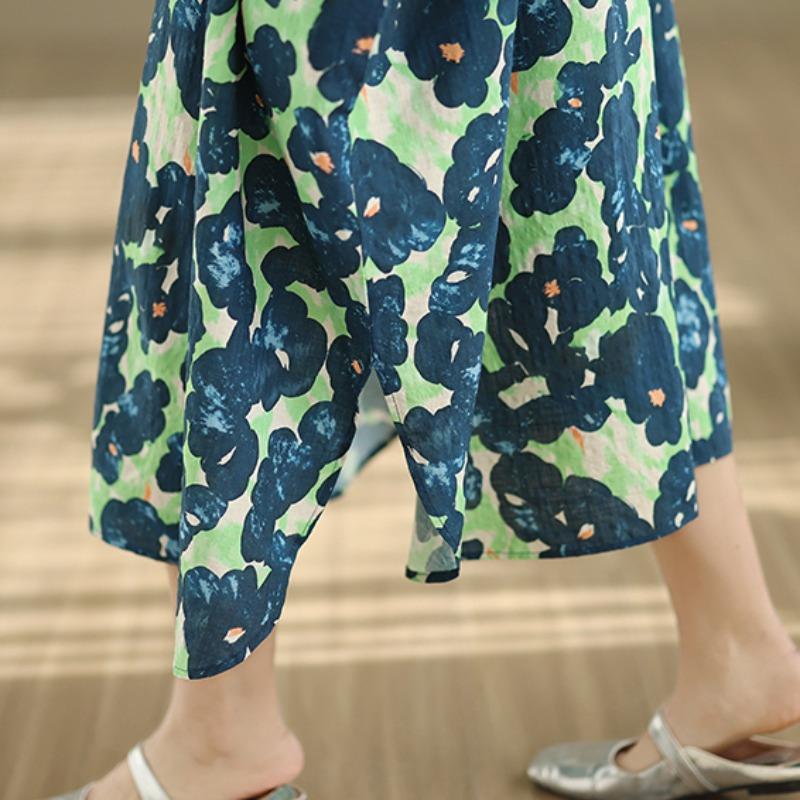 DIMANAF New 2026 Women Plus Size Spring Summer Beach Holiday Long Dress Lady Loose Oversize Maxi Floral Print Cotton Button