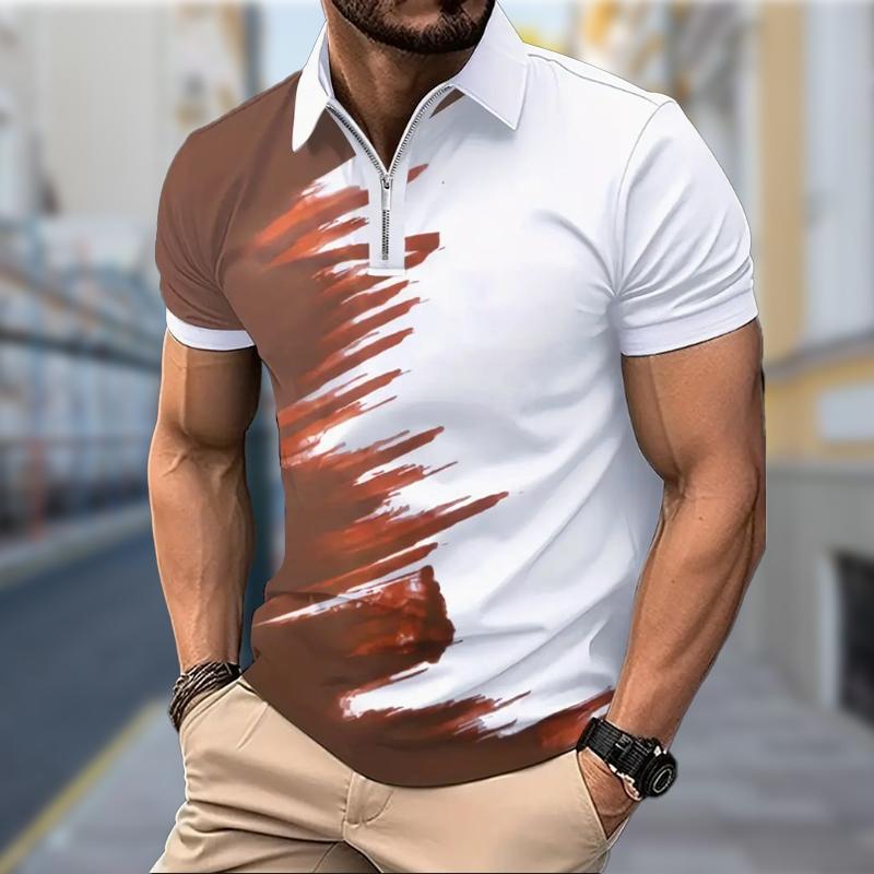 Cămașă Bărbați Polo Casual Fermoar Mânecă scurtă Moda Casual Fermoar Vară Primăvară Regular Fit Imprimare Graffiti Cămașă Imprimare 3D