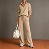 Women's Casual Half Zip Pullover Sweater and Wide Leg Pants Two Piece Set Lightweight Knit Loungewear Tracksuit for Everyday Wear