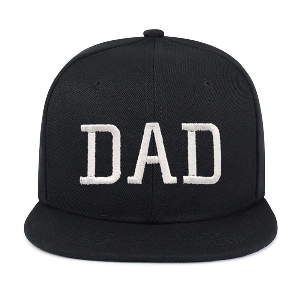 Hip Hop MOM DAD Snapback Cap Flat Bill Couple Cap Retro Sunscreen Hats  For Man Women DAD Black