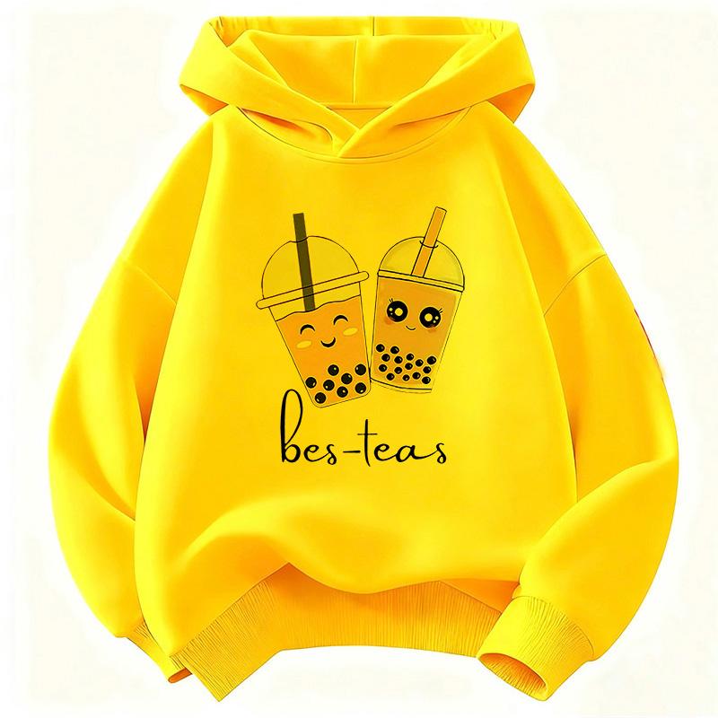 Casual Kawaii Tea Design Cartoon Hoodie Kids Children's Sweatshirt Hoody Hoodies for Boys Girls Clothes