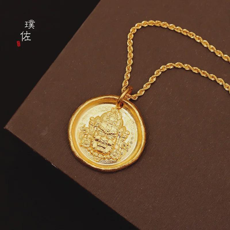 Durable Gold Sand God of Wealth Pendant Necklace for Women