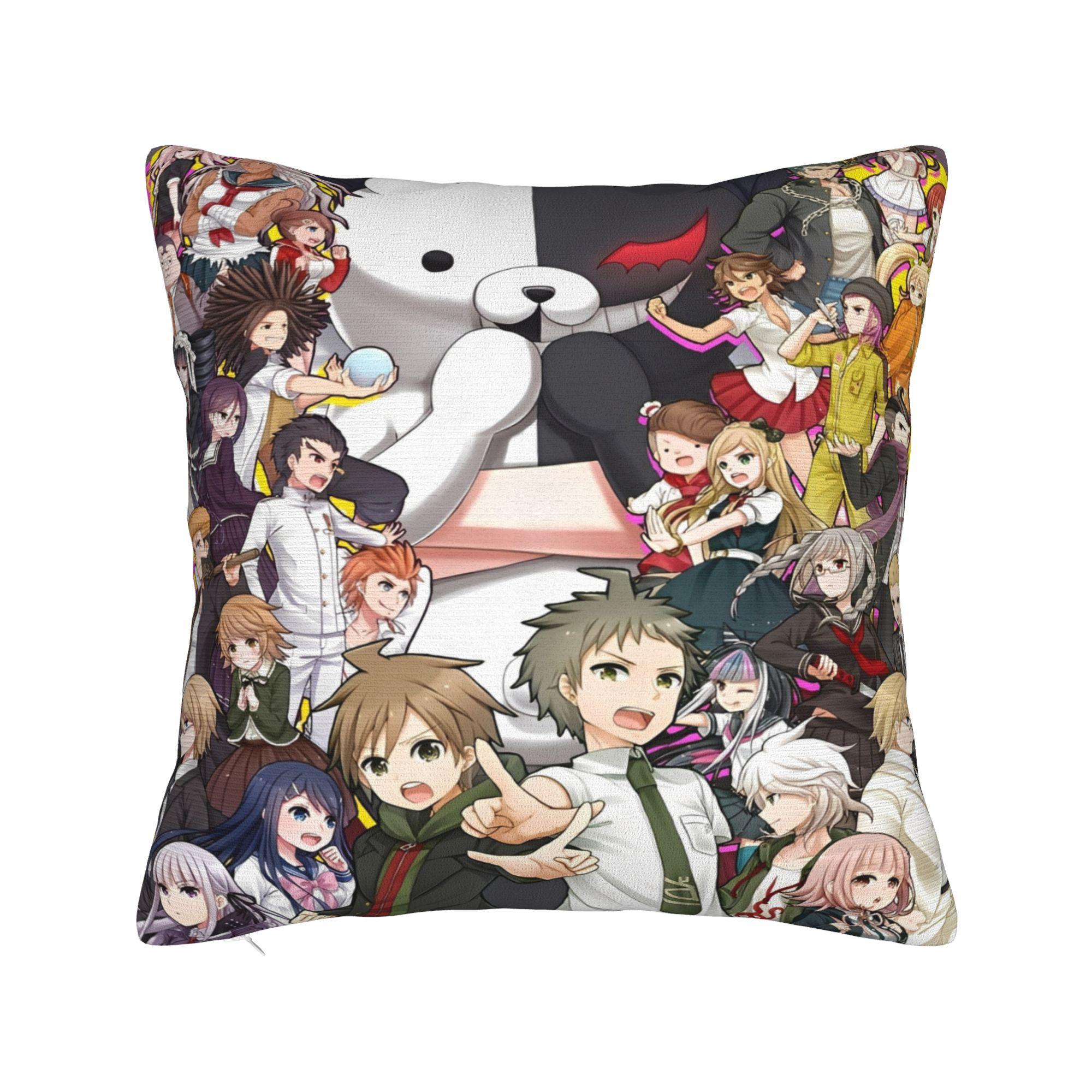Danganronpa Японское Аниме Наволочки Мерч Принт Чехол для Подушки Декор Наволочка Чехол Накидка для Подушки Дом Несколько Размеров 12x12Inch