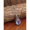1pc Thorn Vine Moonstone Imitation Necklace, Vintage Distressed Blue Iridescent Water Drop Pendant