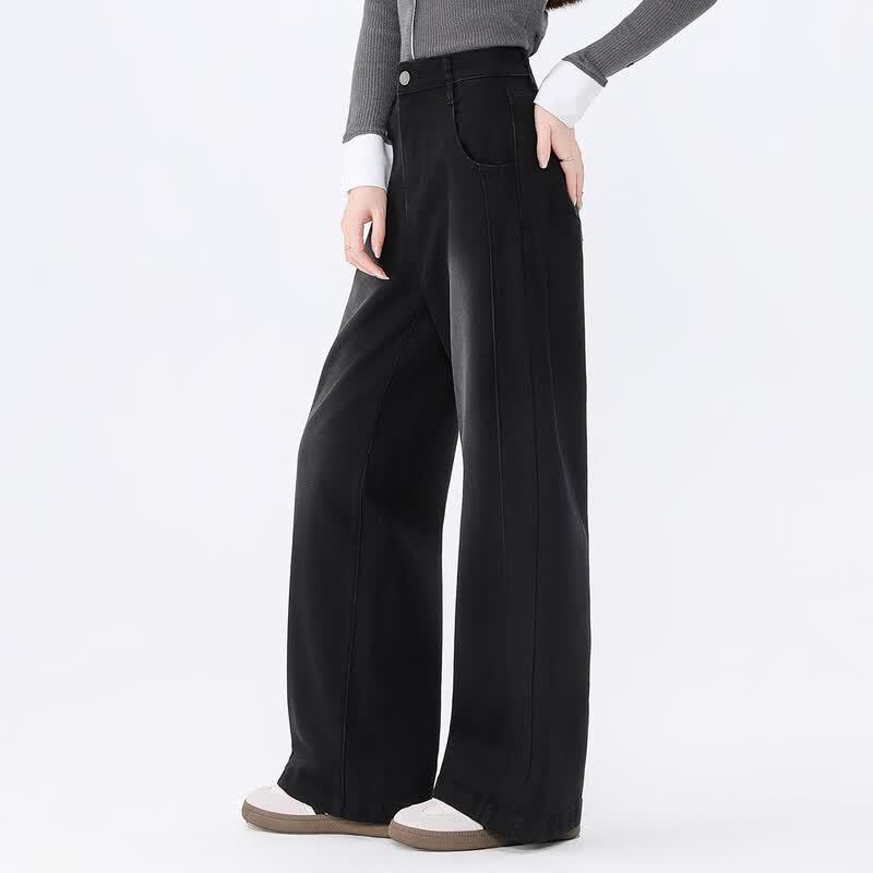 JEEP Women's Thickened Loose High-Waist Straight Leg Jeans