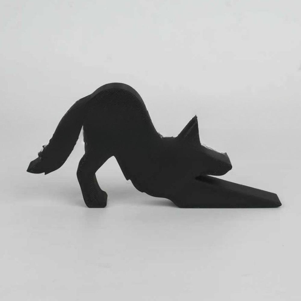 Funny 3D Printing Decorative Animal Door Stop Non-slip Anti-collision Door Stopper Black Door Bumper for Home&Office