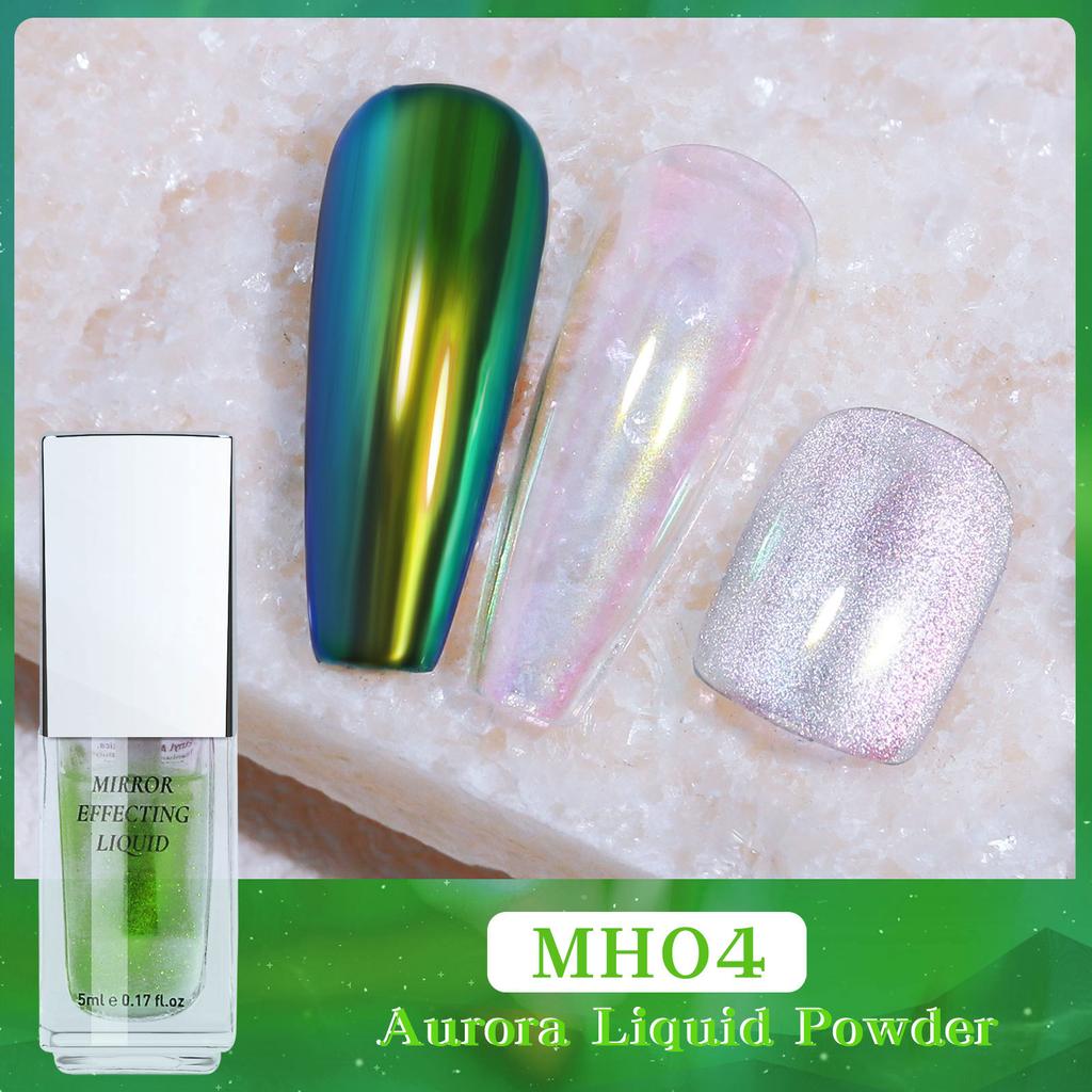 5ml Magic Chrome Liquid No Dust Aurora Powder Chrome Metallic Mirror Effect Nail Gel Polish Lacquer Paint Semi Permanent