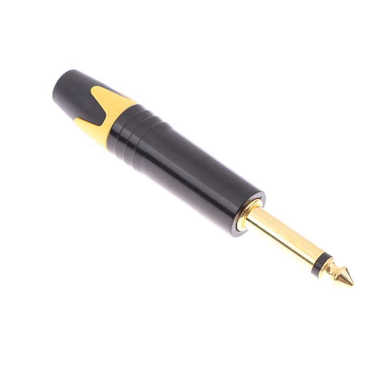 6.35 Mm Gold-Plated Microphone Audio Plug Mute Plug Connector Jack Mono Assembly Microphone Connector Mono Plug
