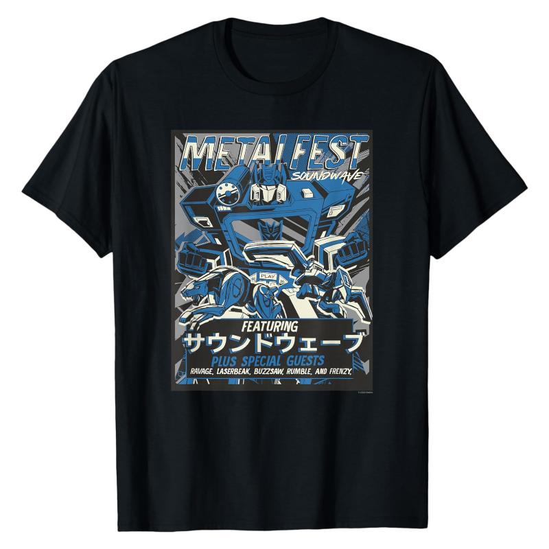 Metal Fest TShirt Transformers Soundwave Cassette Bots Printed Crew Neck Cotton Soft Comfy Oversized Trendy Wear Fashion Tops M