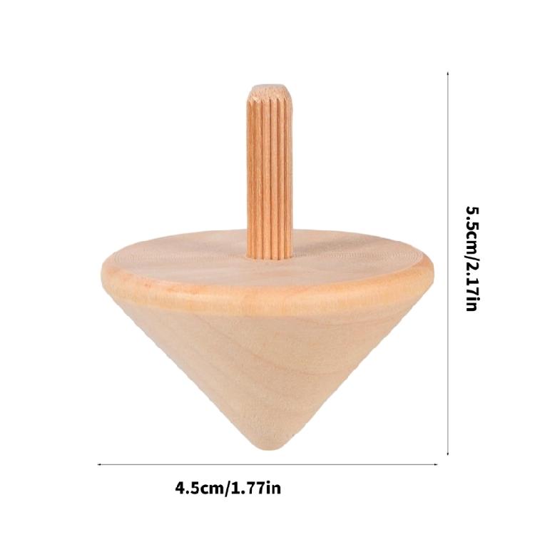 12Pcs Tiny Unpainted Wooden Whipping Top 4.5x5.5cm For ids Art Projects Fine Motor Skill Building and Handmade Craft