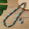 New Earrings Necklace 2-piece Fashion Turquoise Beaded Women's Earrings Necklace Chain
