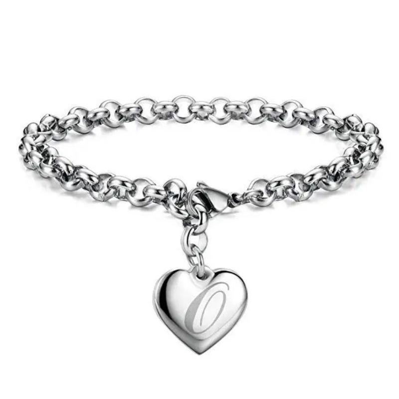 925 Sterlingsilber edles Herz 26 Buchstaben Kettenarmbänder für Frauen Mode Party Hochzeit Schmuck Geschenke