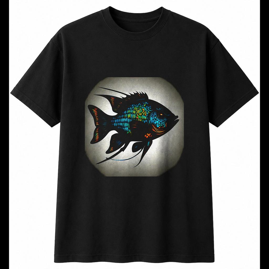 Tattoo Grayling Glowing Mens T-Shirt Sea Ocean Black 100% Cotton Nature Printed