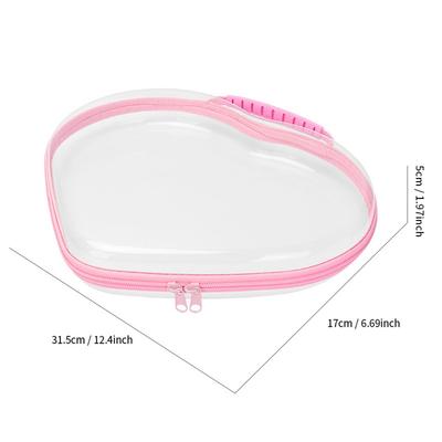New Plastic Clear Hard Shell Zipper Case Waterproof Stackable Cosmetic Bag Heart Portable Hard Case Travel Organizer