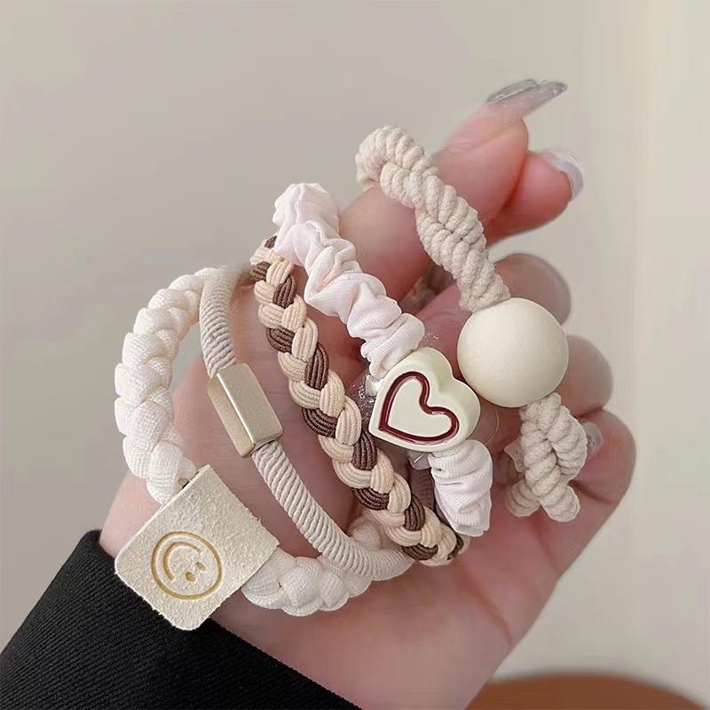 Simple and Stylish Leather and Rubber Hair Accessories for High Ponytails 5pcs