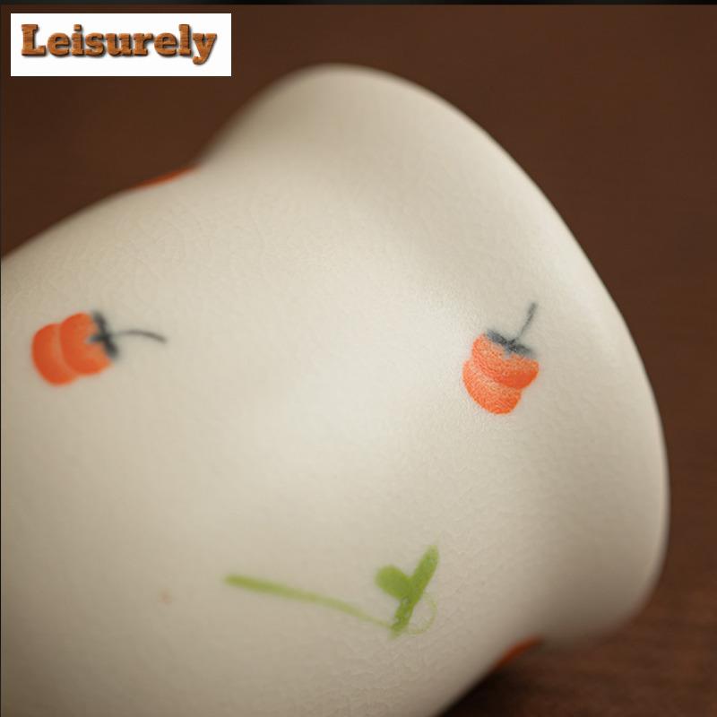 Retro Soda Glaze Ceramic Teacup Crushed Persimmon Ruyi Gourd Cup Large Master Single Cup Meditation Cup Kung Fu Teaset Drinkware