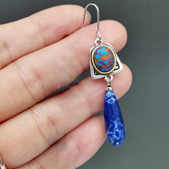 1 para kolczyków damskich, sztuczne niebieskie kamienie, temperament, biżuteria, wszystkie pasujące kolczyki z haczykami