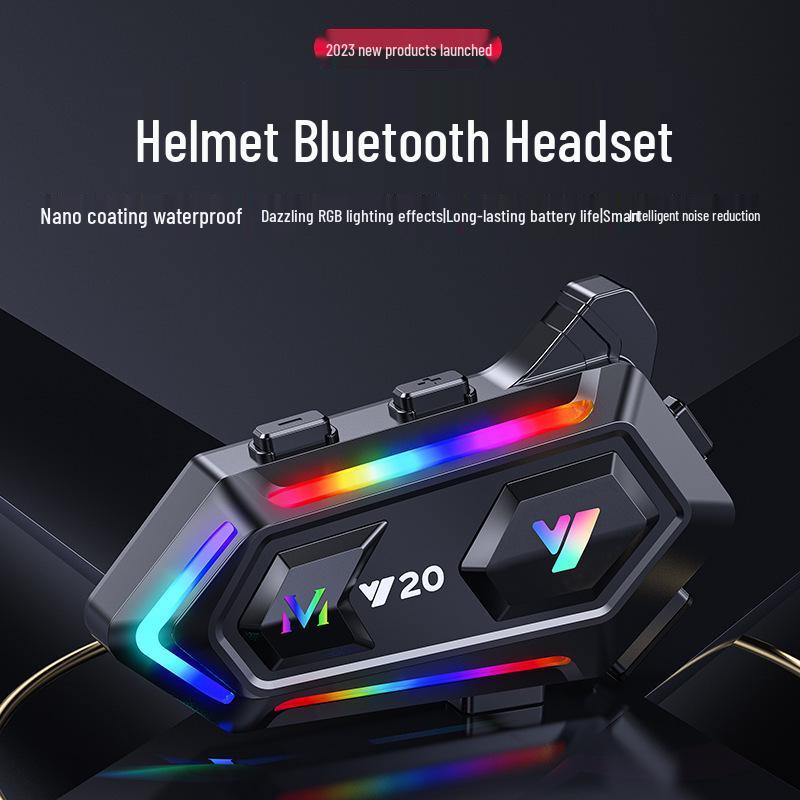 Y20 Waterproof Bluetooth Helmet Headset with RGB Lights and Heavy Bass