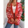 Autumn and winter Christmas fawn pocket sweater jacket, warm and elegant loose ladies long-sleeved knitted cardigan