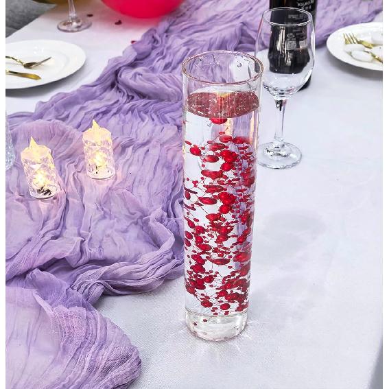 50 Pcs Pearl String for Floating Candles Centerpiece, Red Faux Pearl Beads Vase Filler for Wedding Table Décor.