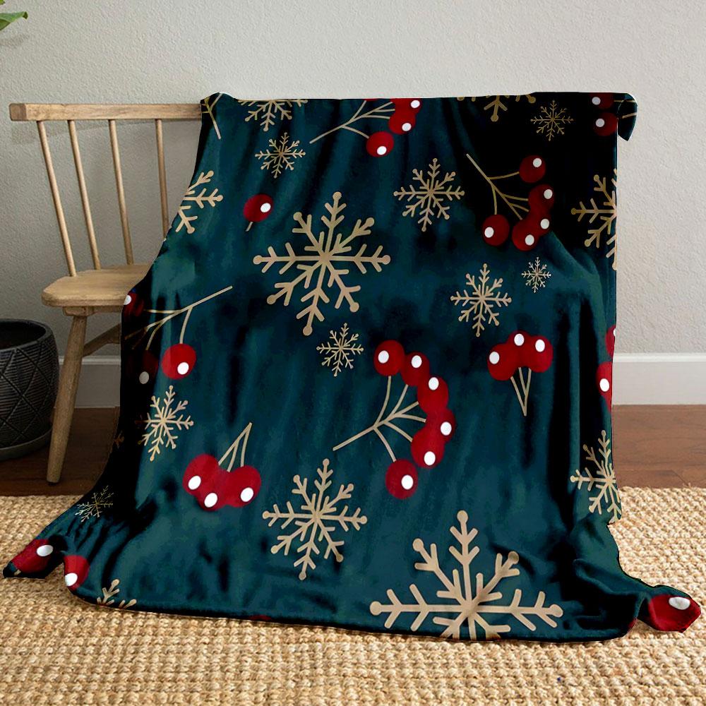 Winter Berries and Snowflakes Print Blanket Soft and Cozy Perfect for the Living Room Bed Sofa or a Nap,gift