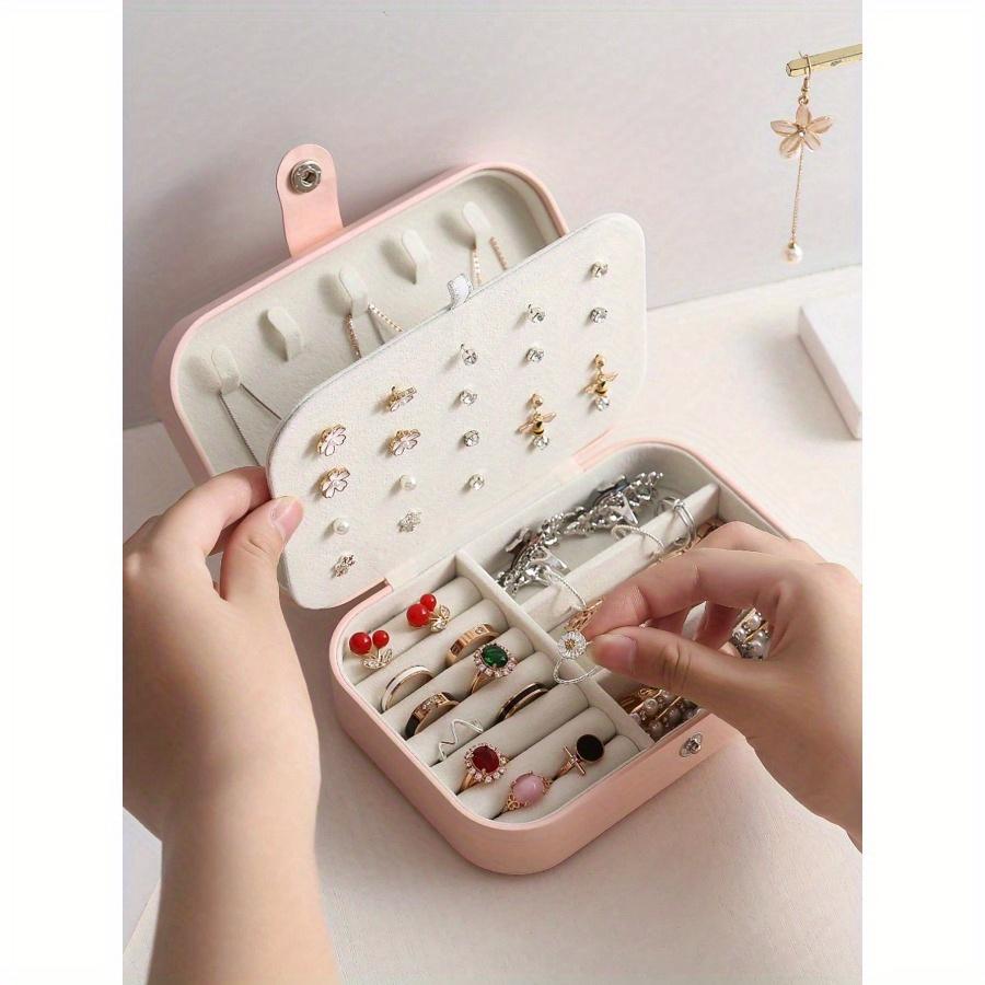 

Дорожная шкатулка для украшений, Шкатулка для хранения украшений из ПУ кожи, Шкатулка для украшений большой вместимости, Аксессуары для хранения украшений, Дорожный контейнер для хранения M розовый