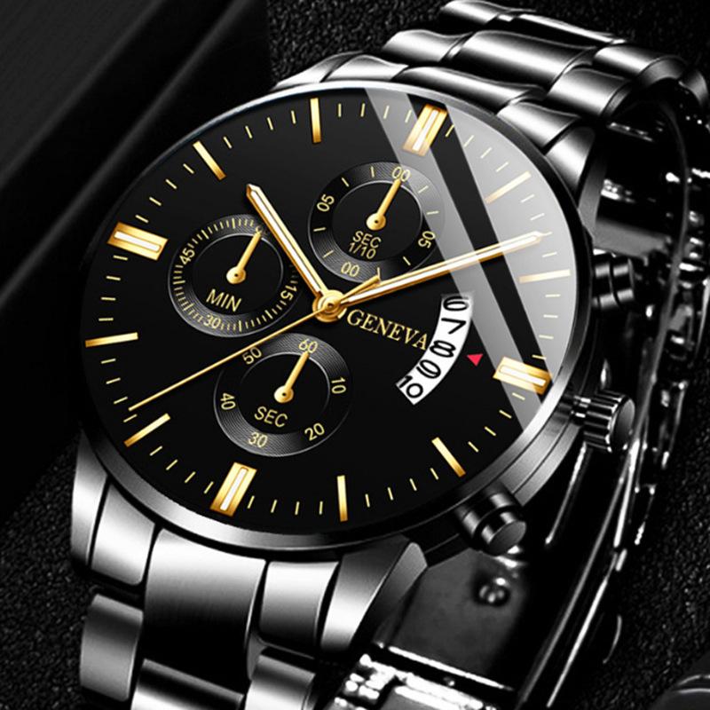 Watch Calendar Steel Strap Watch Men'S Large Dial Quartz Watch Men'S Suit