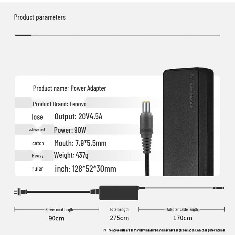 Lenovo ThinkPad 90W Laptop Charger with Round Pin