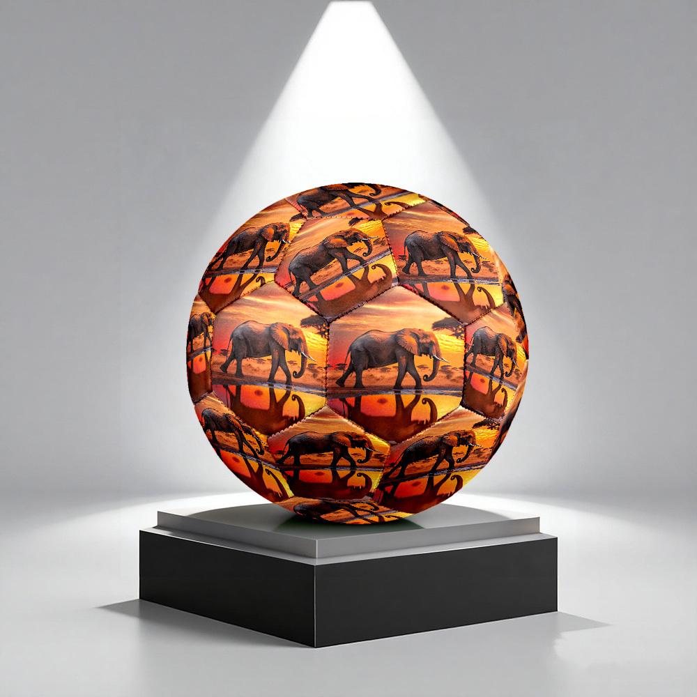 1pc African Sunset Elephant Size 5 Soccer Ball Professional Match Training Football Indoor &Outdoor Sports Ball Lightweight Durable c6568