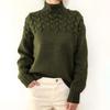 Damen Pullover mit Zopfmuster, hohem Kragen und langen Ärmeln