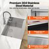 VEVOR Farmhouse Kitchen Sink, 304 Stainless Steel Drop-In Sinks, Top Mount Single Bowl Basin with Ledge & Accessories