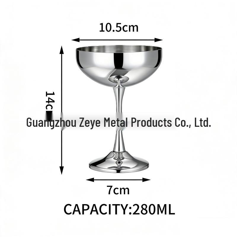 Creative High-Stemmed Stainless Steel Cocktail and Ice Cream Glass