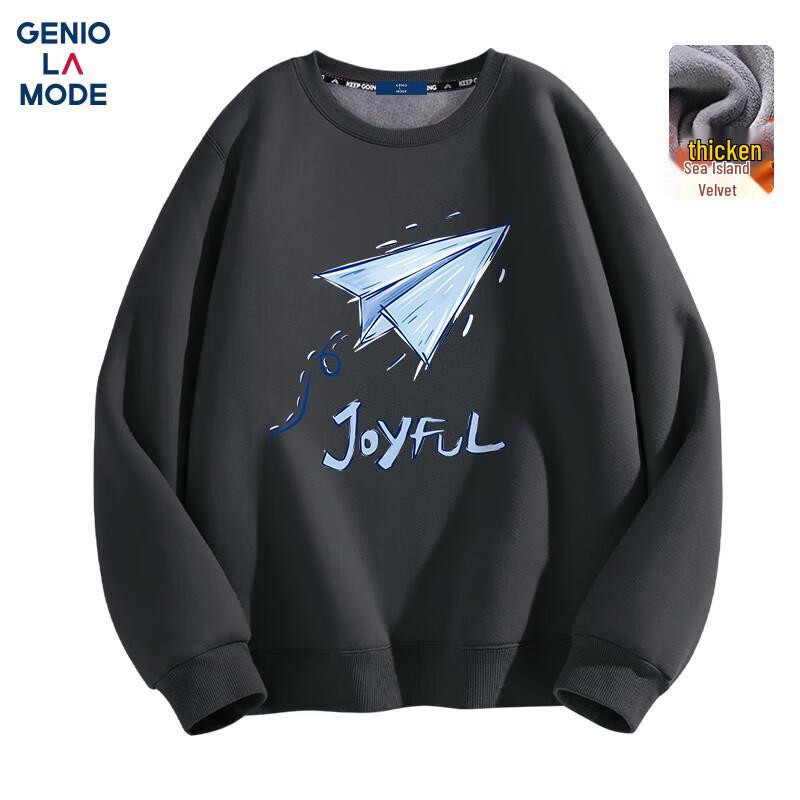 GENIOLAMODE Men's Cartoon Print Round Neck Sweatshirt