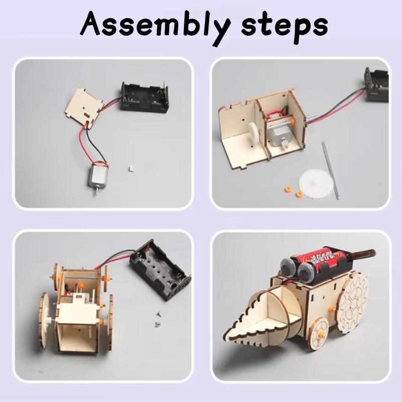DIY Wooden Electric Drill Robot Kit Gear Transmission Physics Science STEAM Teaching Model Educational Toy for Kid Students Gift
