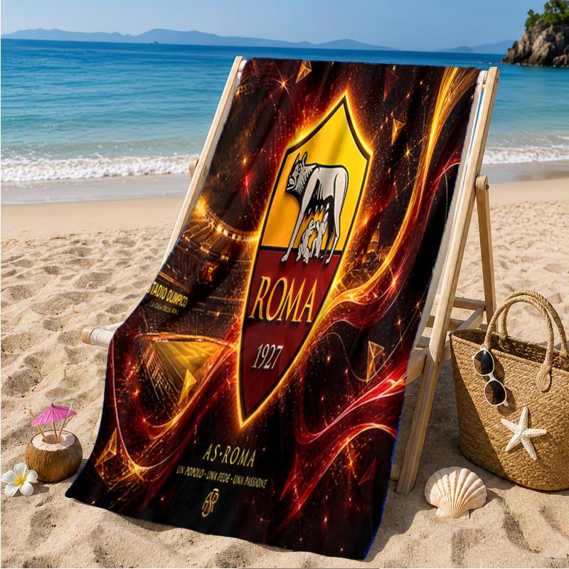 Roma Football Club Crest Beach Towel Microfiber Beach Towel, Lightweight and Quick-Dry, for Summer Travel, Swimming Pool Fan Birthday Gift