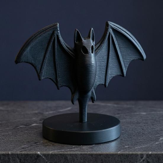 Huaqianguhh 3D Printed Gothic Black Bat Statue, Figurine with Stable Round Base, Halloween Tabletop Decor for Home, Dining Table & Party, Witchy Gift