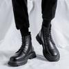British Style Mens Leisure Genuine Leather Boots Lace-up Platform Shoes Business Office Dresses Cowboy Boot Black Ankle Botas