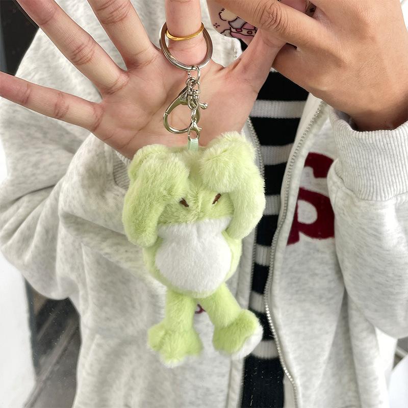 

Plush Cute Face Covering Frog Keychain Funny Doll Doll Pendant Car Key Accessories