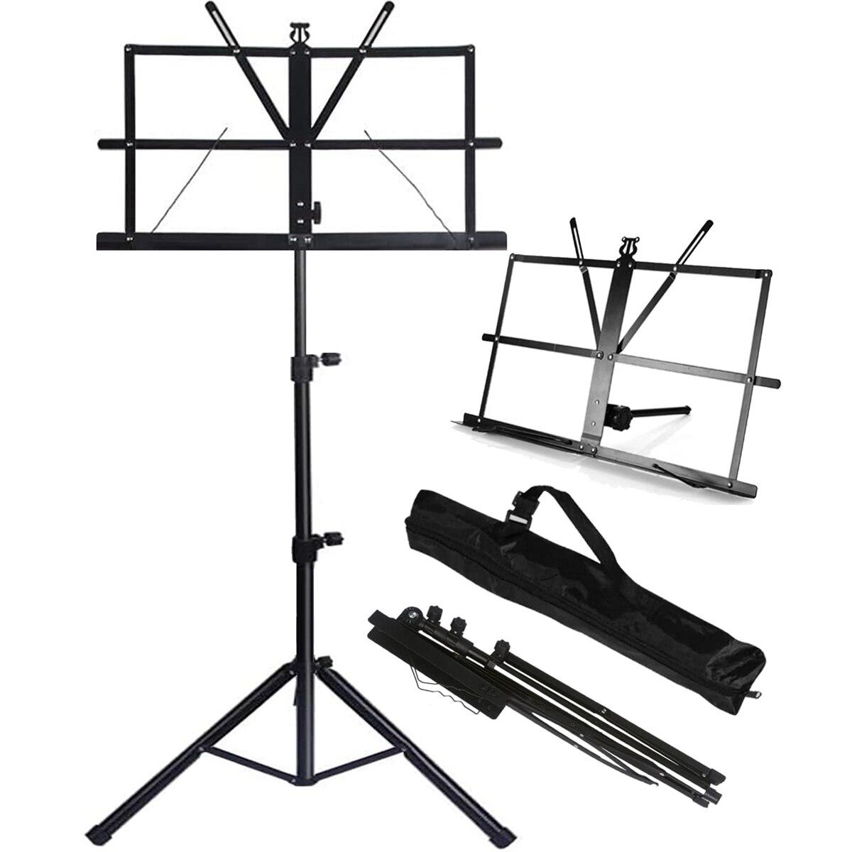 

Music Stand 2 in 1 Dual Use Folding Sheet Music Stand Desktop Book Stand Portable and Lightweight чорний